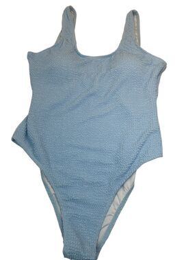 Limeeke Women Textured One Piece Swimsuit Sky Blue Size L NWT Scoopneck